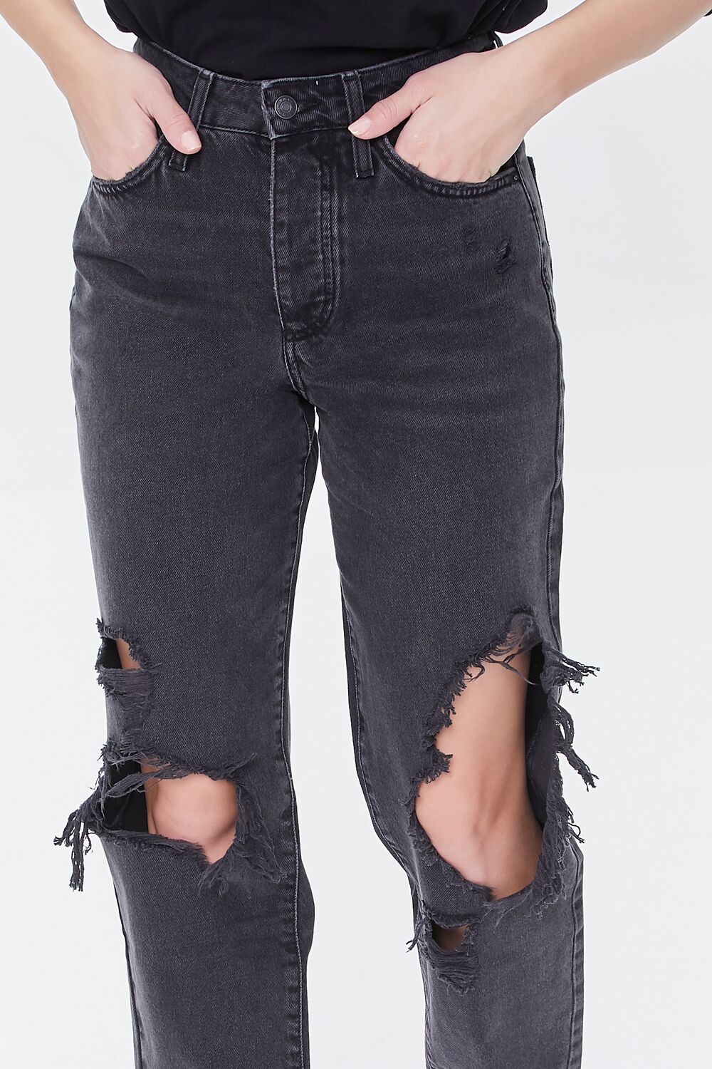 Recycled Cotton Distressed Mom Jeans - Image 5