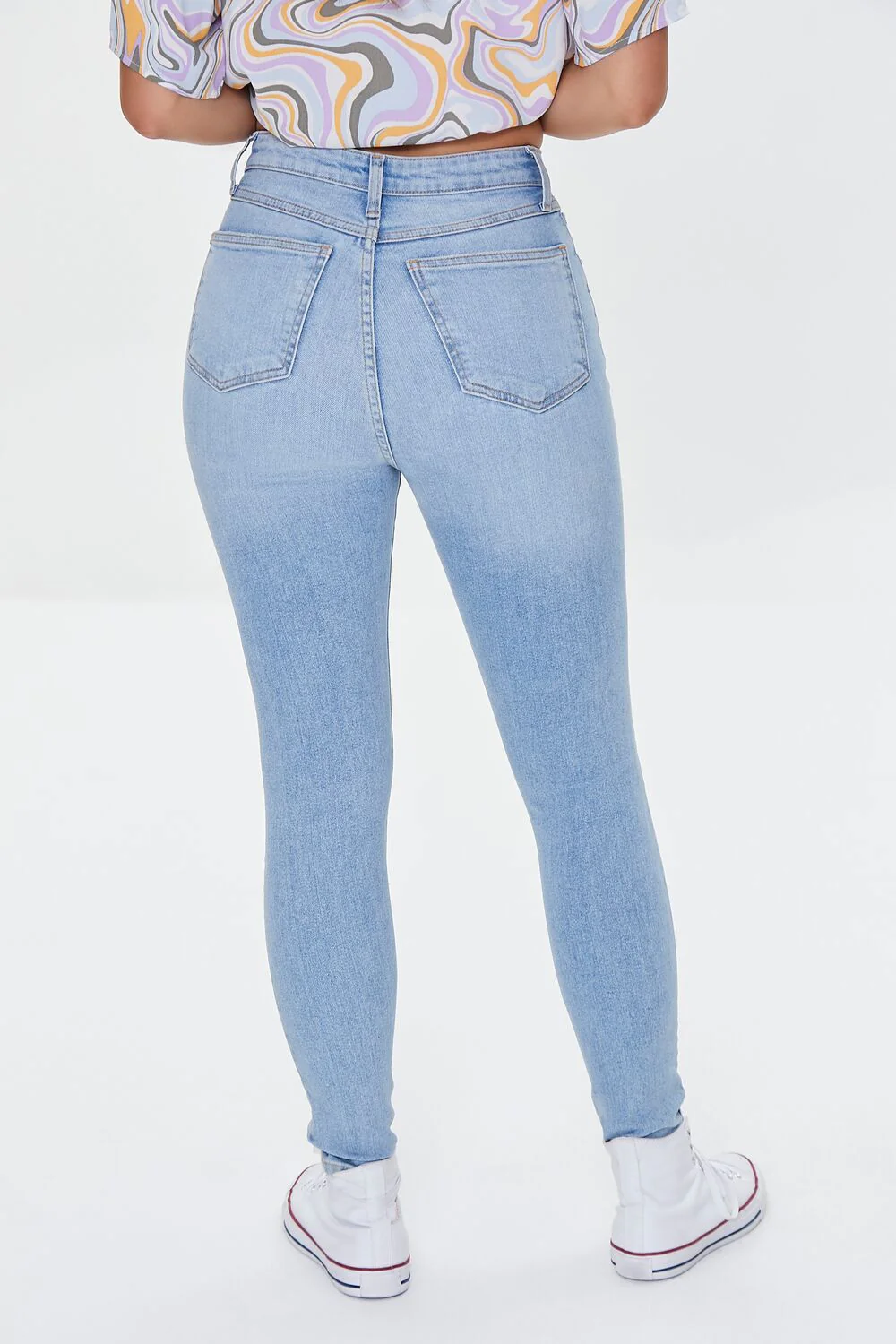 Recycled Cotton Distressed High-Rise Skinny Jeans - Image 4