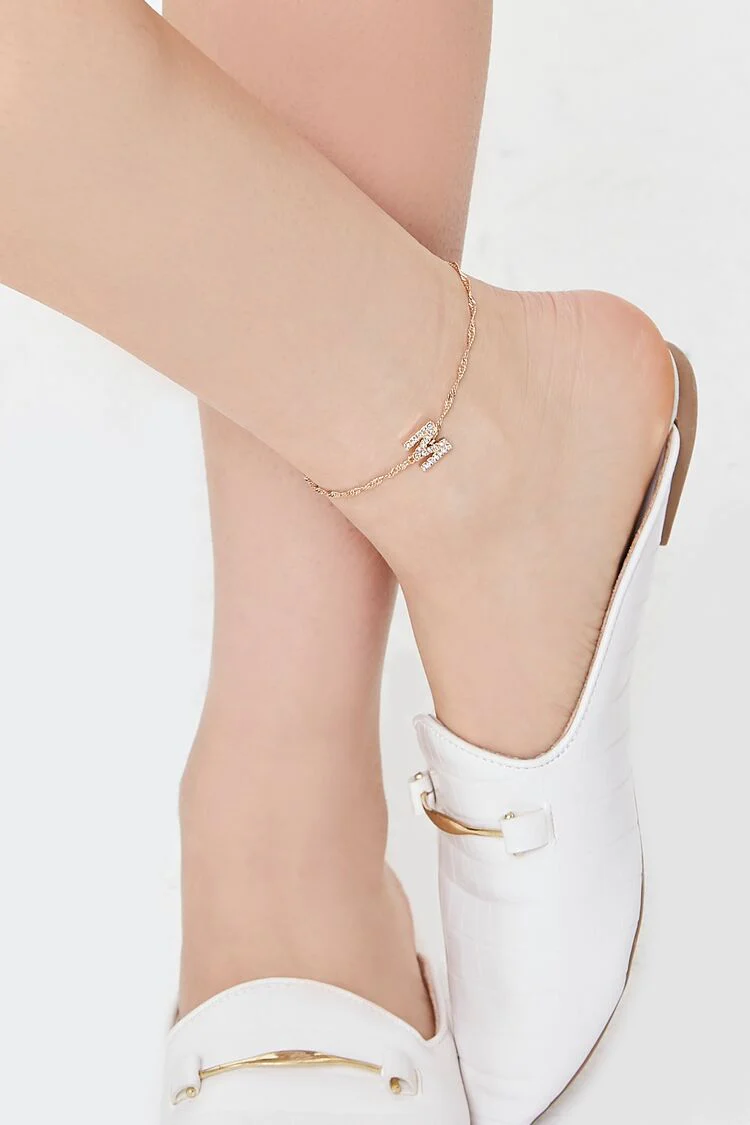 Rhinestone Initial Charm Anklet - Image 10