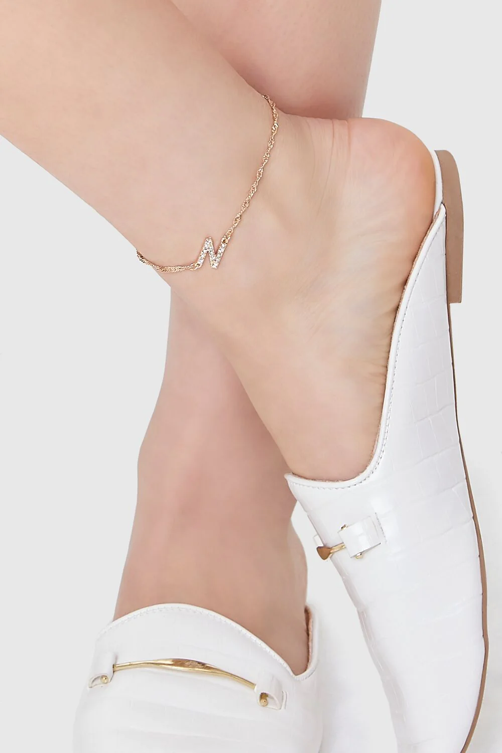 Rhinestone Initial Charm Anklet - Image 11