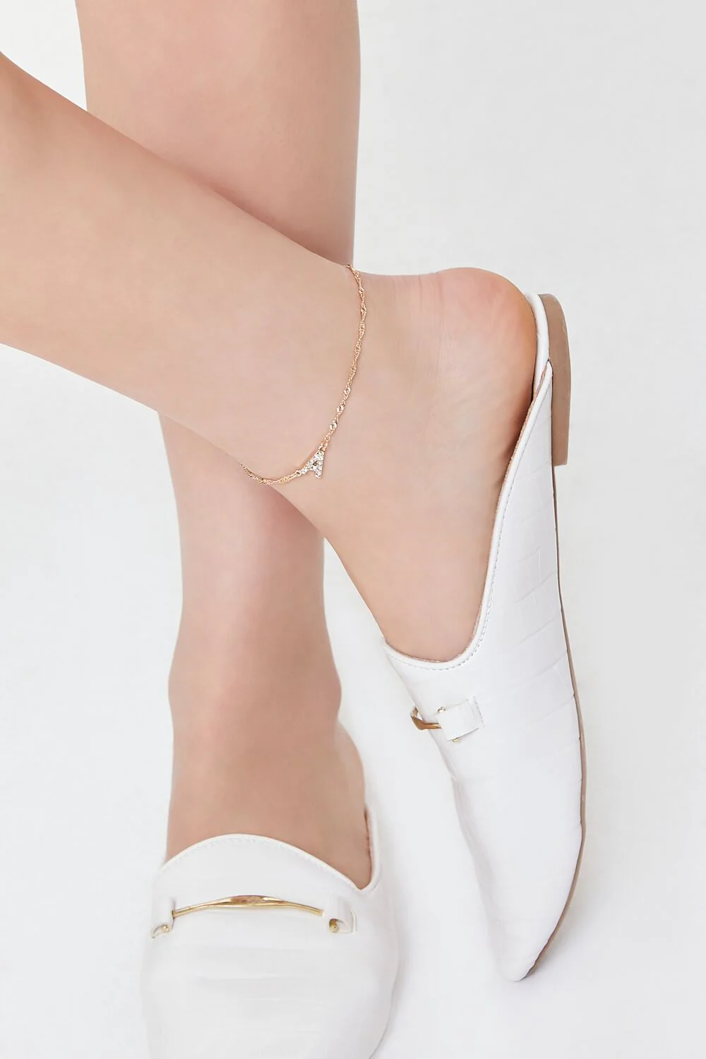 Rhinestone Initial Charm Anklet - Image 2