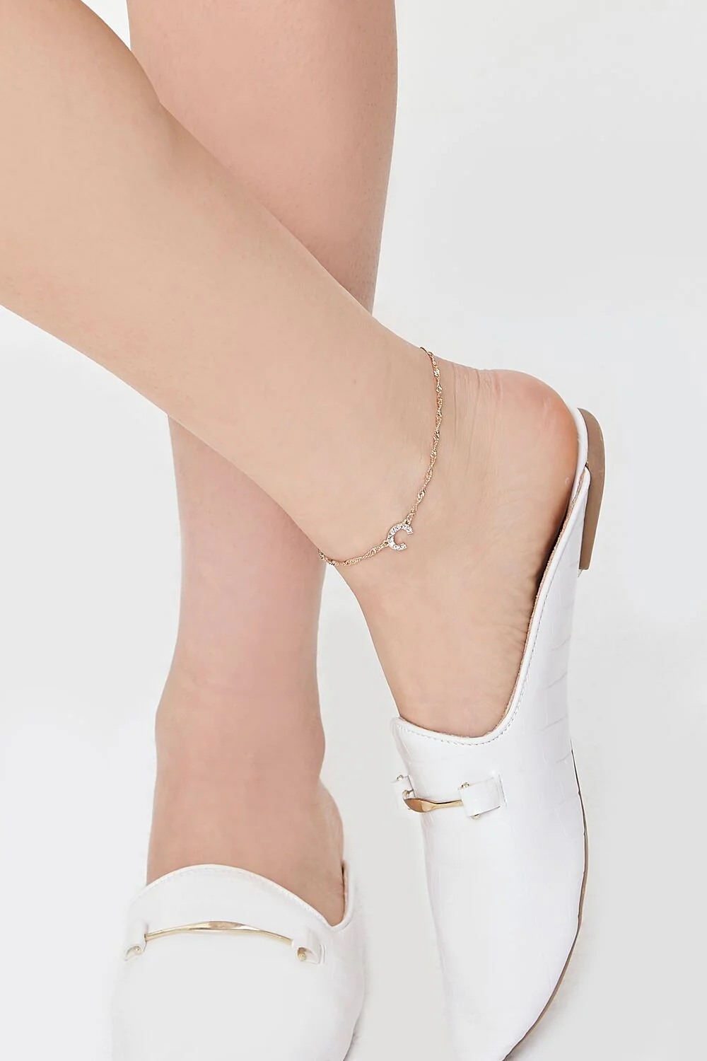 Rhinestone Initial Charm Anklet - Image 4