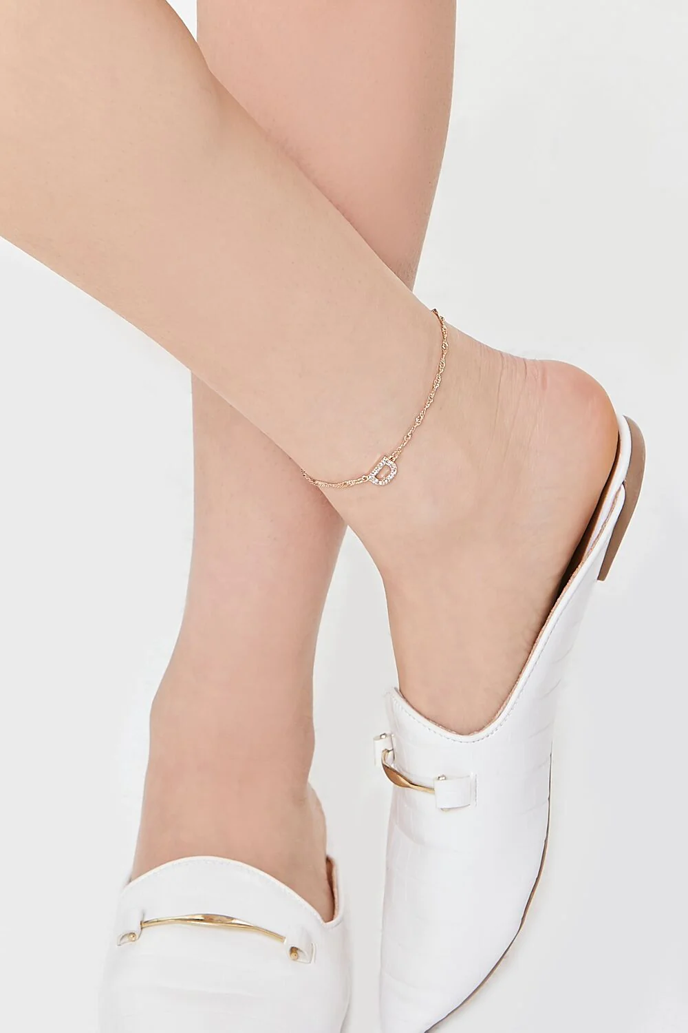 Rhinestone Initial Charm Anklet - Image 5