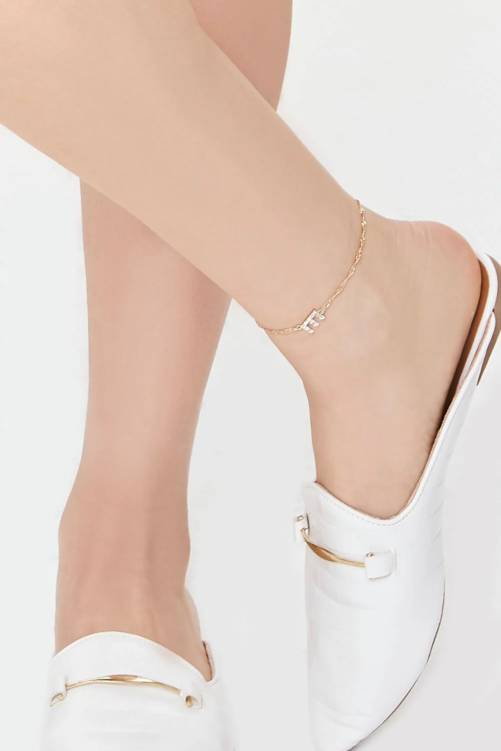 Rhinestone Initial Charm Anklet - Image 6