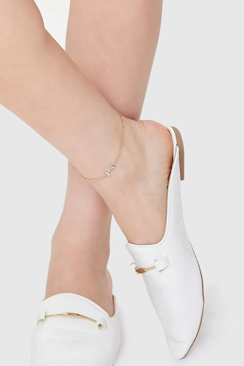 Rhinestone Initial Charm Anklet - Image 7