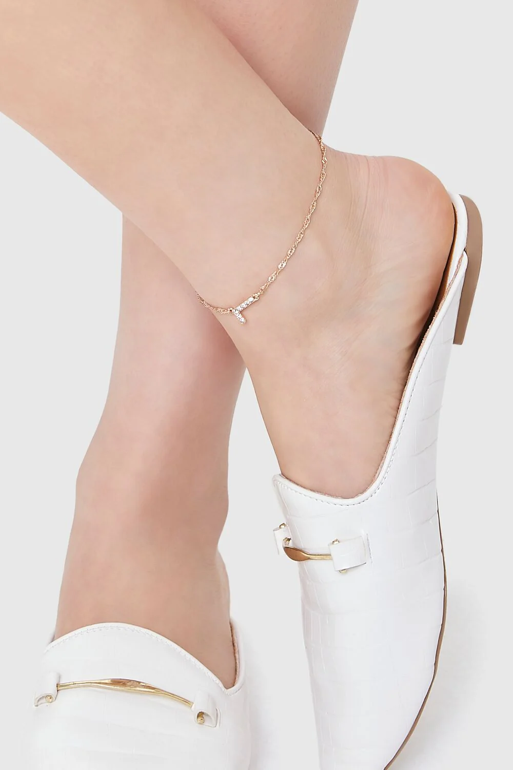 Rhinestone Initial Charm Anklet - Image 9