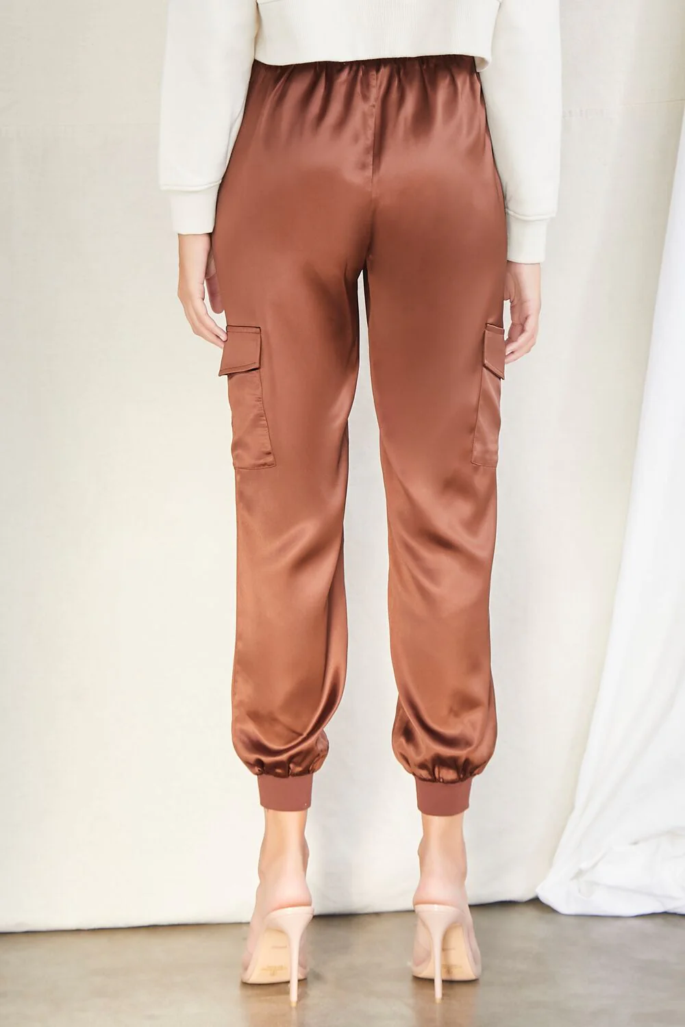 Satin Drawstring Ankle-Cut Joggers - Image 4