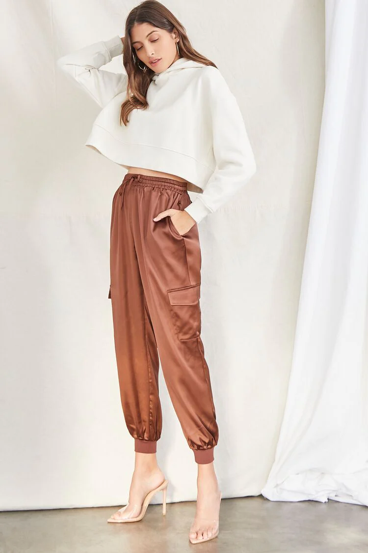 Satin Drawstring Ankle-Cut Joggers - Image 5