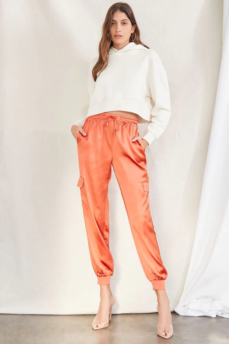 Satin Drawstring Ankle-Cut Joggers - Image 6