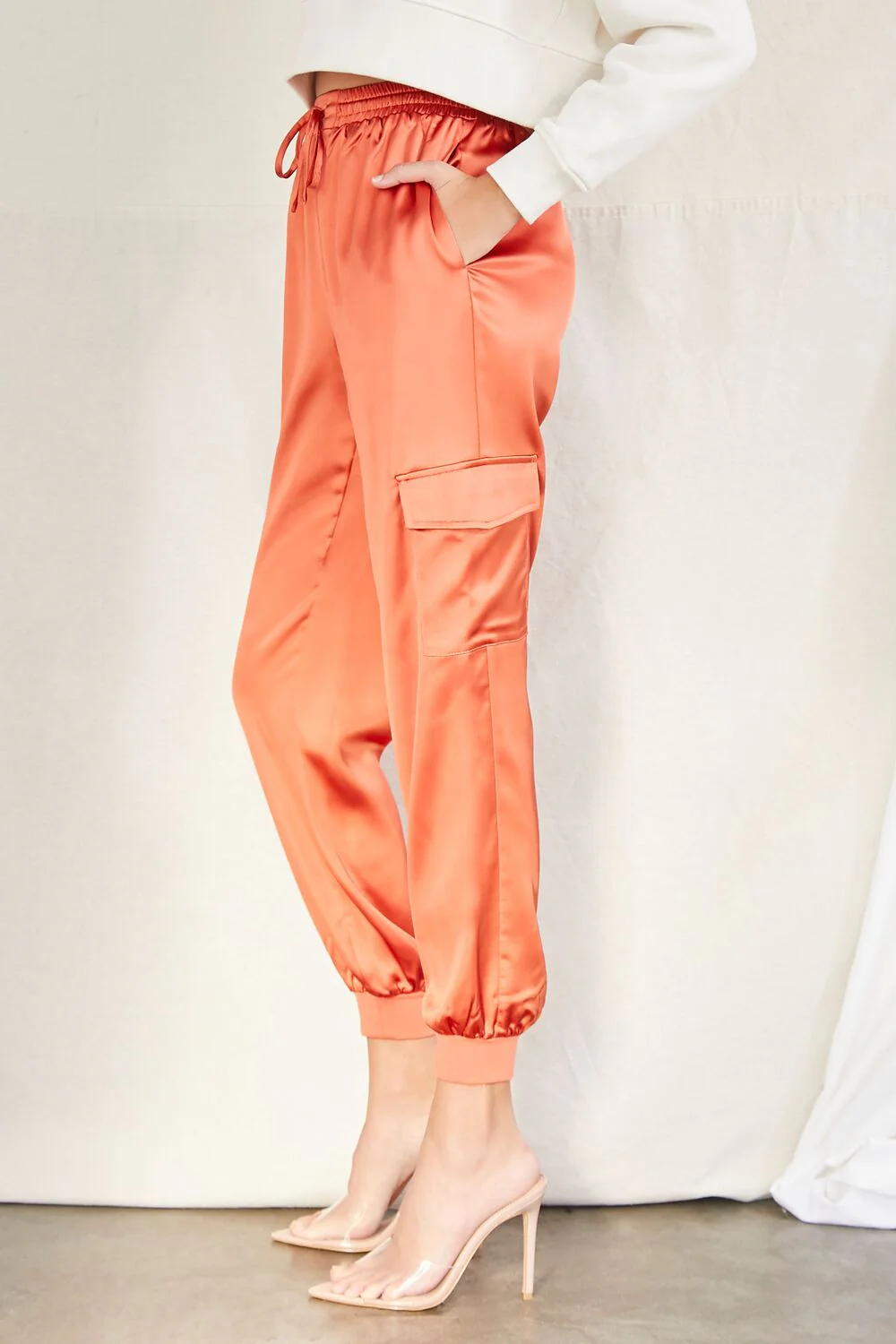 Satin Drawstring Ankle-Cut Joggers - Image 8