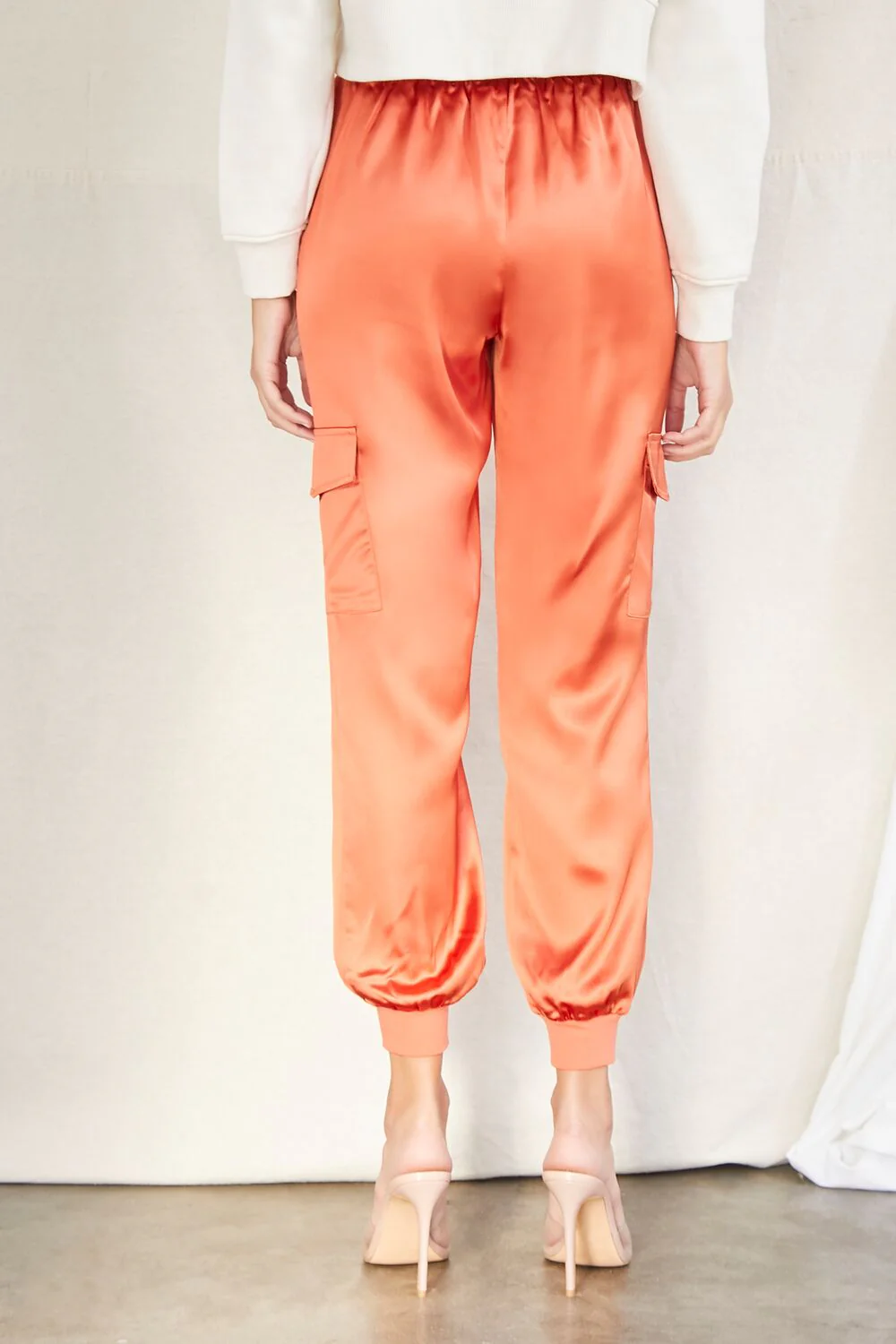 Satin Drawstring Ankle-Cut Joggers - Image 9