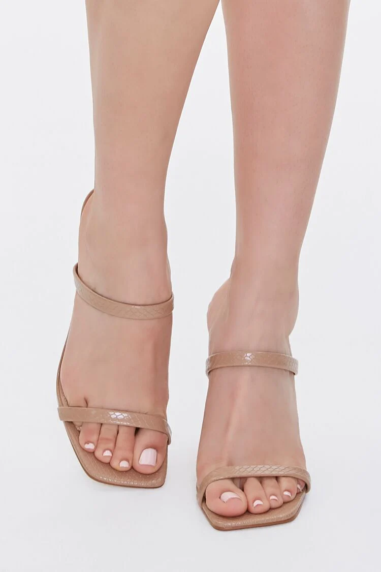 Faux Croc Leather Slip-On Heels - Image 8