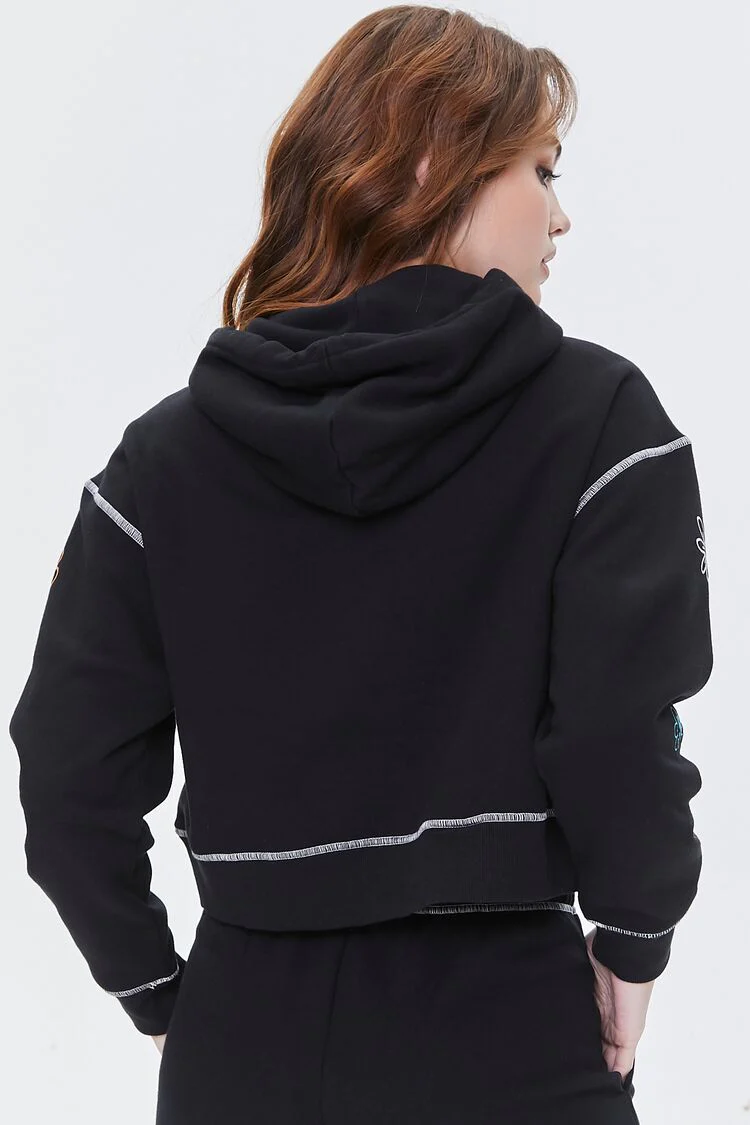 Floral Embroidered Graphic Hoodie - Image 3