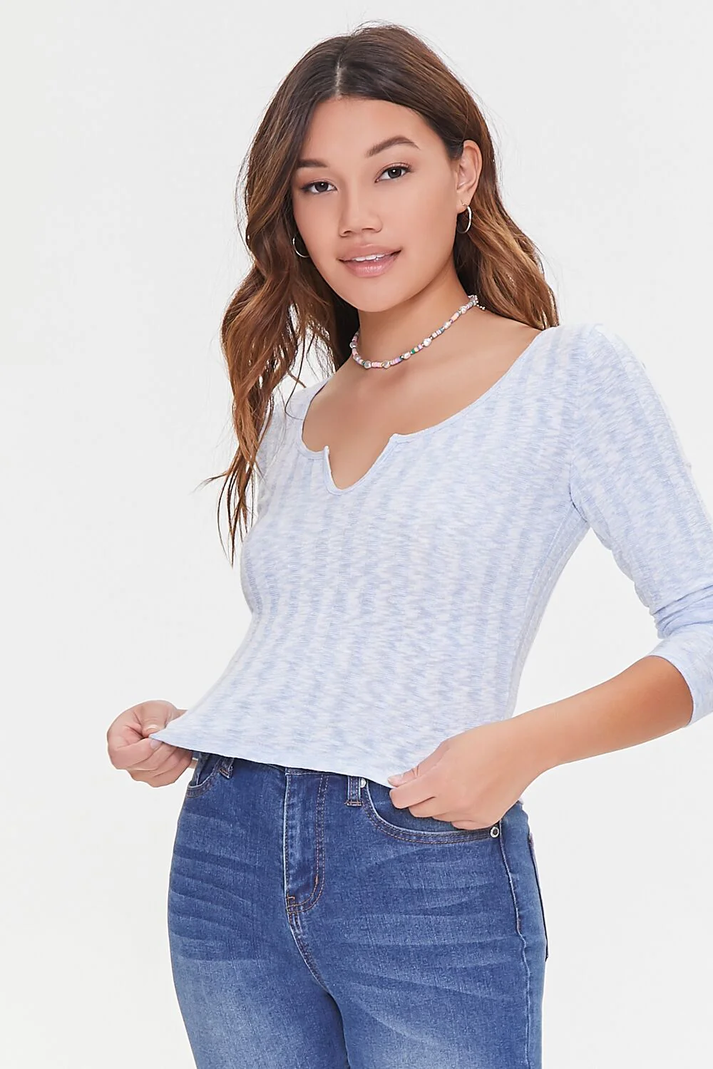 Marled Split-Neck Top - Image 5