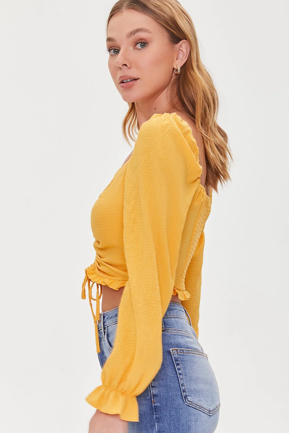 Ruched Drawstring Crop Top - Image 2