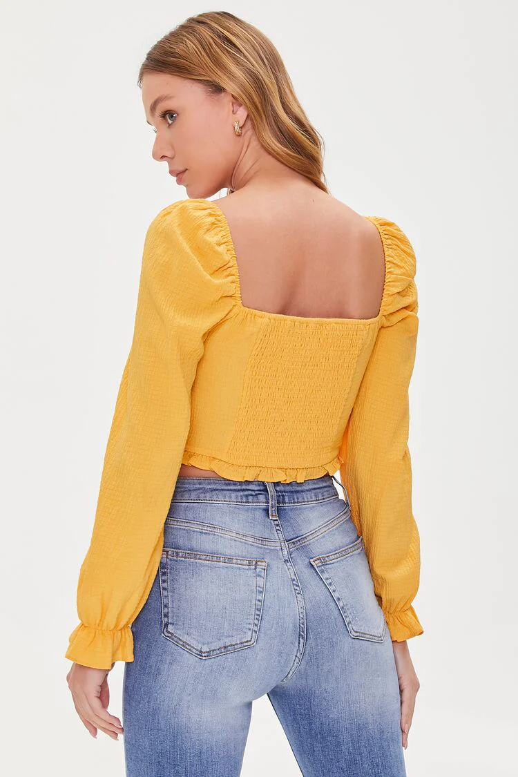Ruched Drawstring Crop Top - Image 3