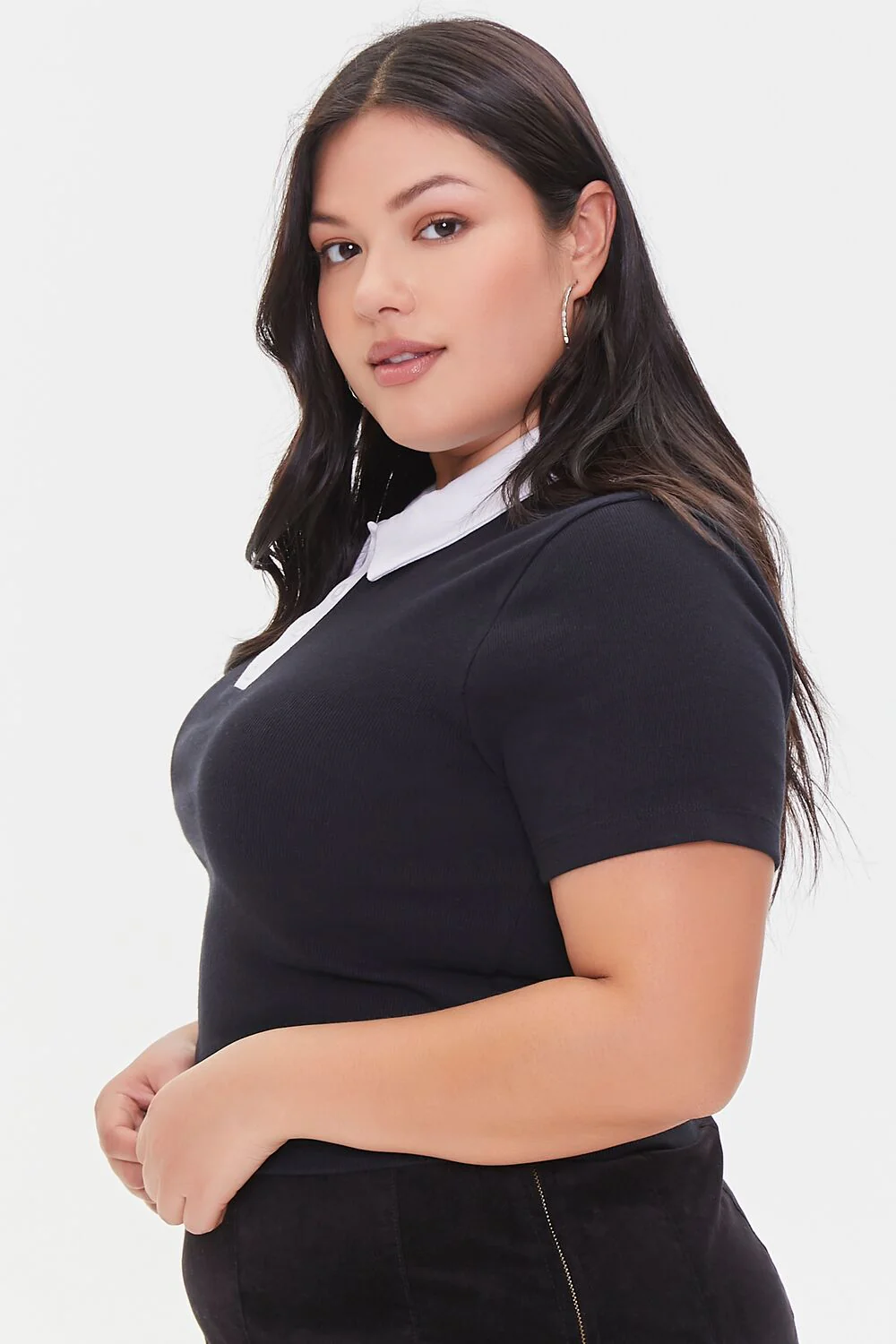 Plus Size Contrast-Trim Polo Shirt - Image 2
