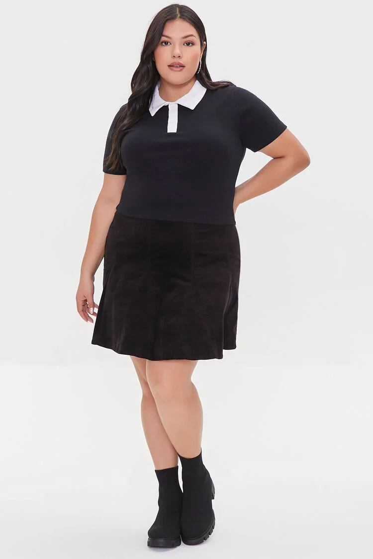 Plus Size Contrast-Trim Polo Shirt - Image 4