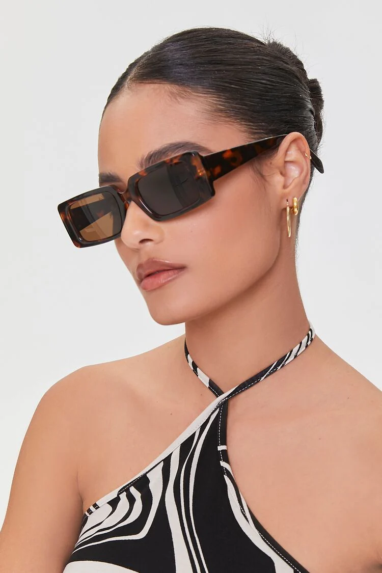 Tortoiseshell Rectangular Sunglasses - Image 2