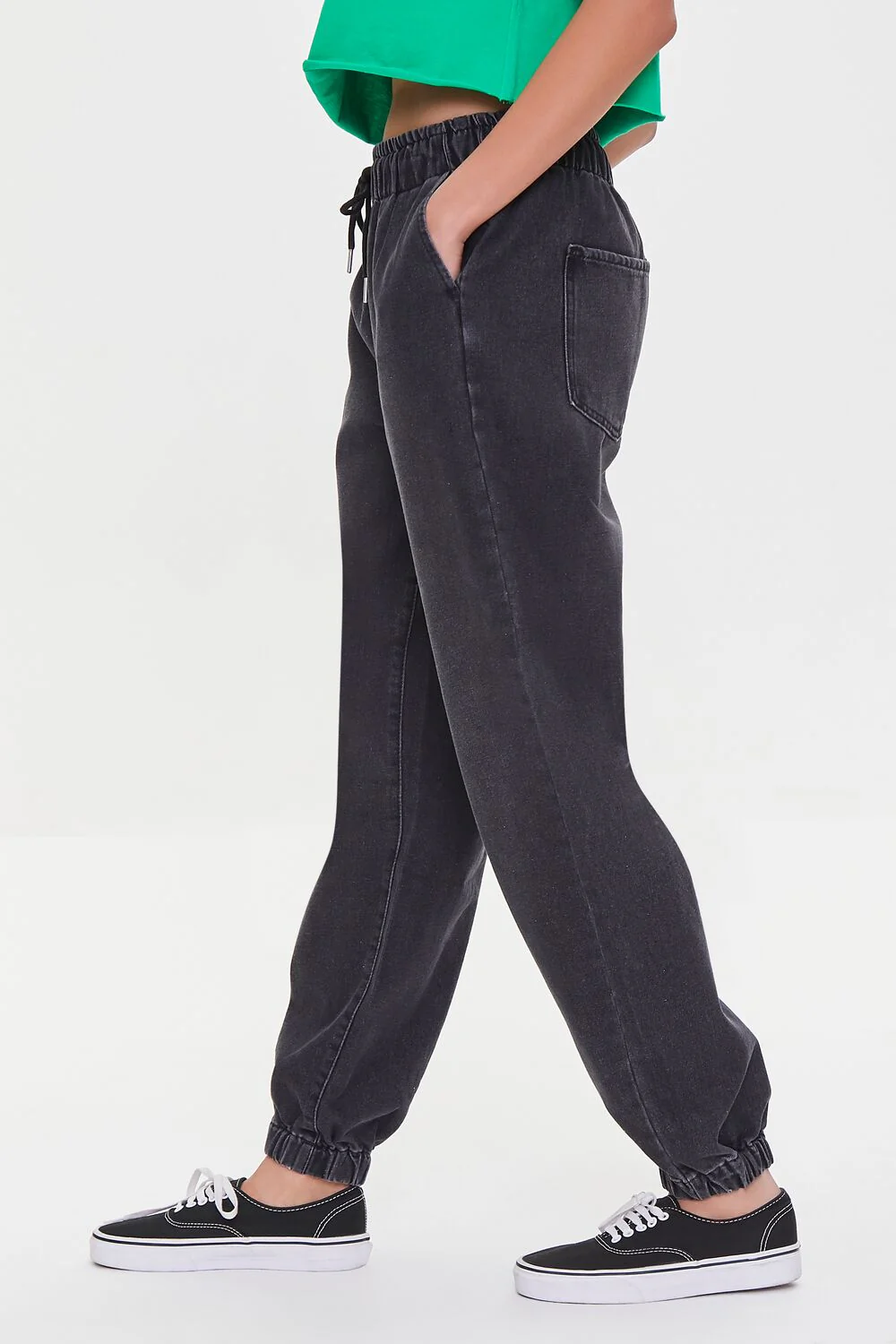 Drawstring High-Rise Denim Joggers - Image 3