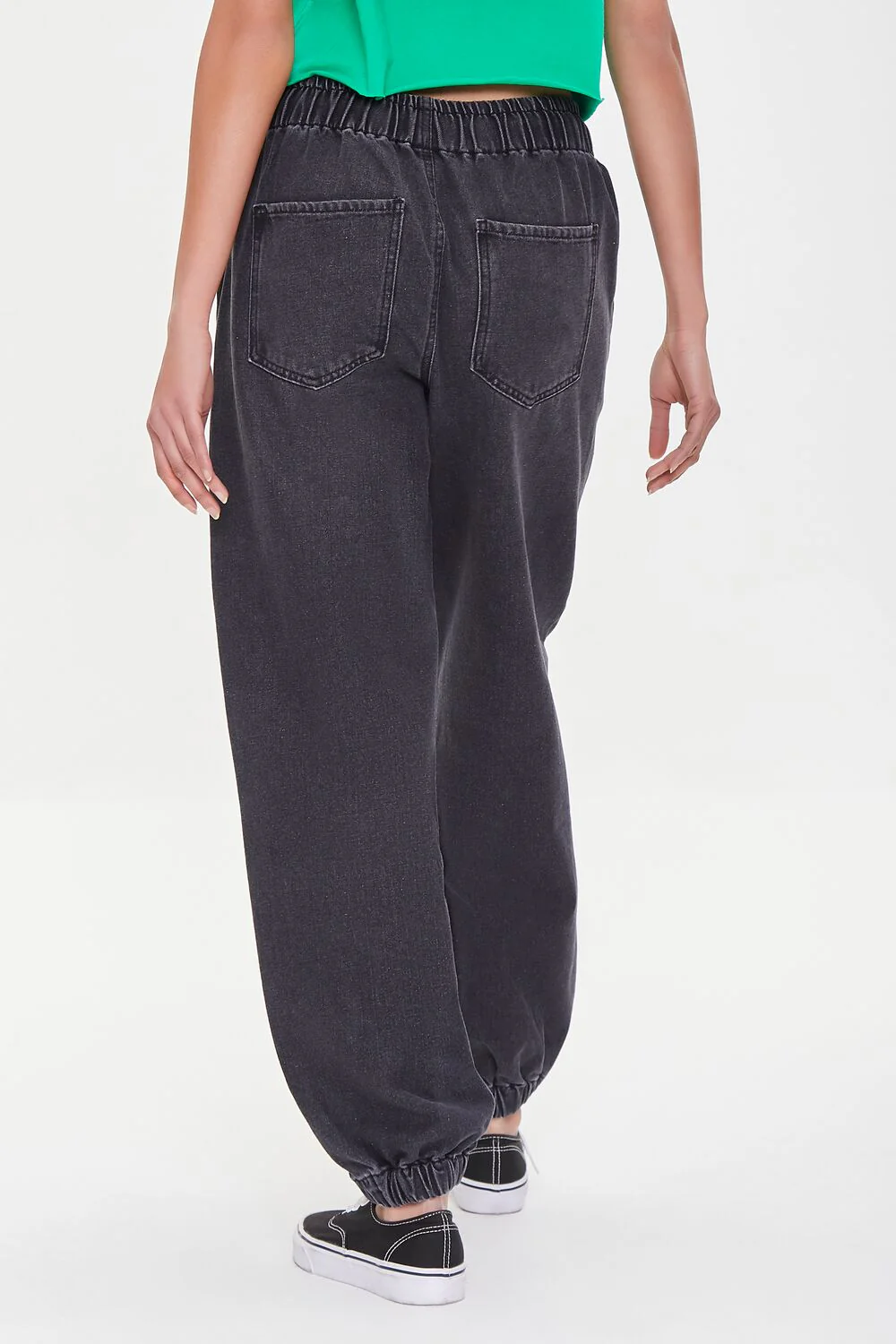Drawstring High-Rise Denim Joggers - Image 4