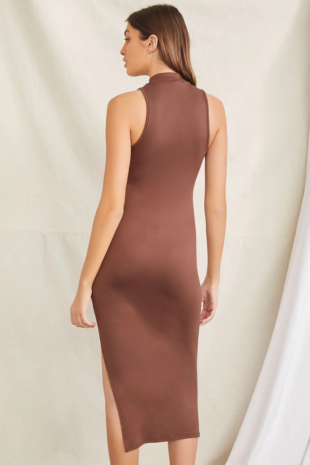 Mock Neck Bodycon Midi Dress - Image 3