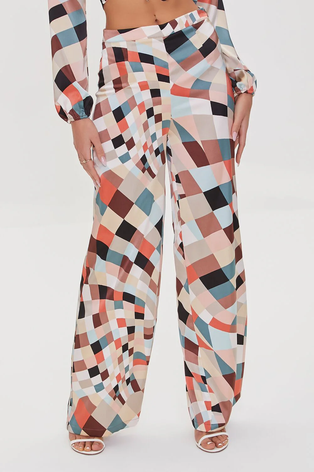 Satin Geo Print Wide-Leg Pants - Image 2