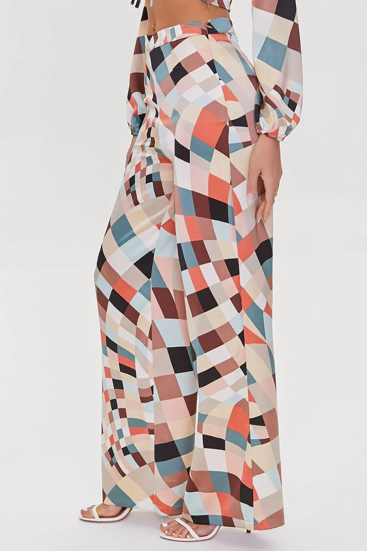 Satin Geo Print Wide-Leg Pants - Image 3