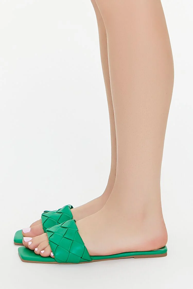 Crosshatch Faux Leather Sandals - Image 2
