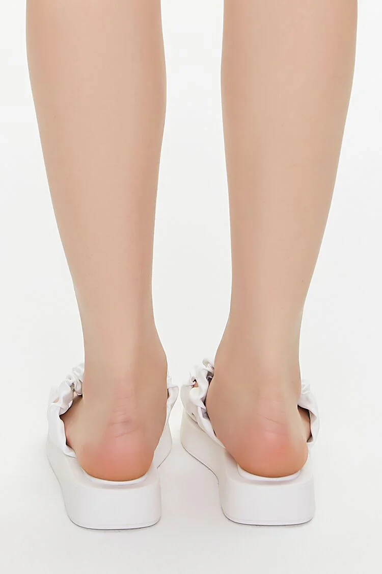 Ruched Faux Leather Slides - Image 3