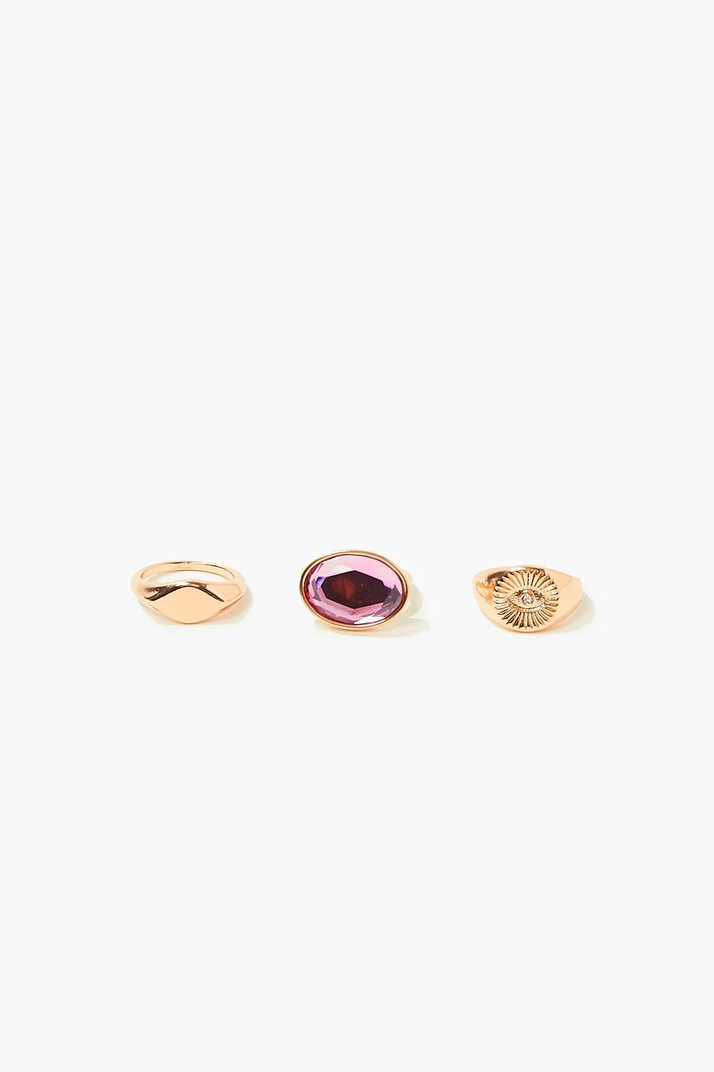Engraved & Faux Gem Ring Set - Image 2
