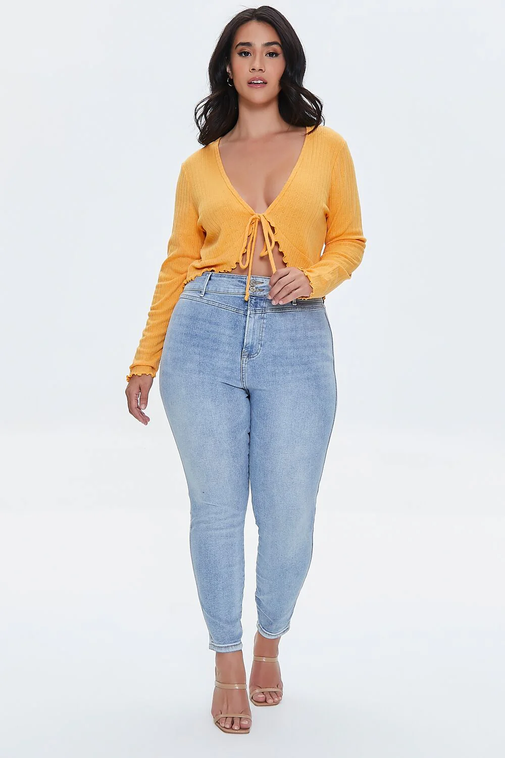 Plus Size Self-Tie Crop Top - Image 4