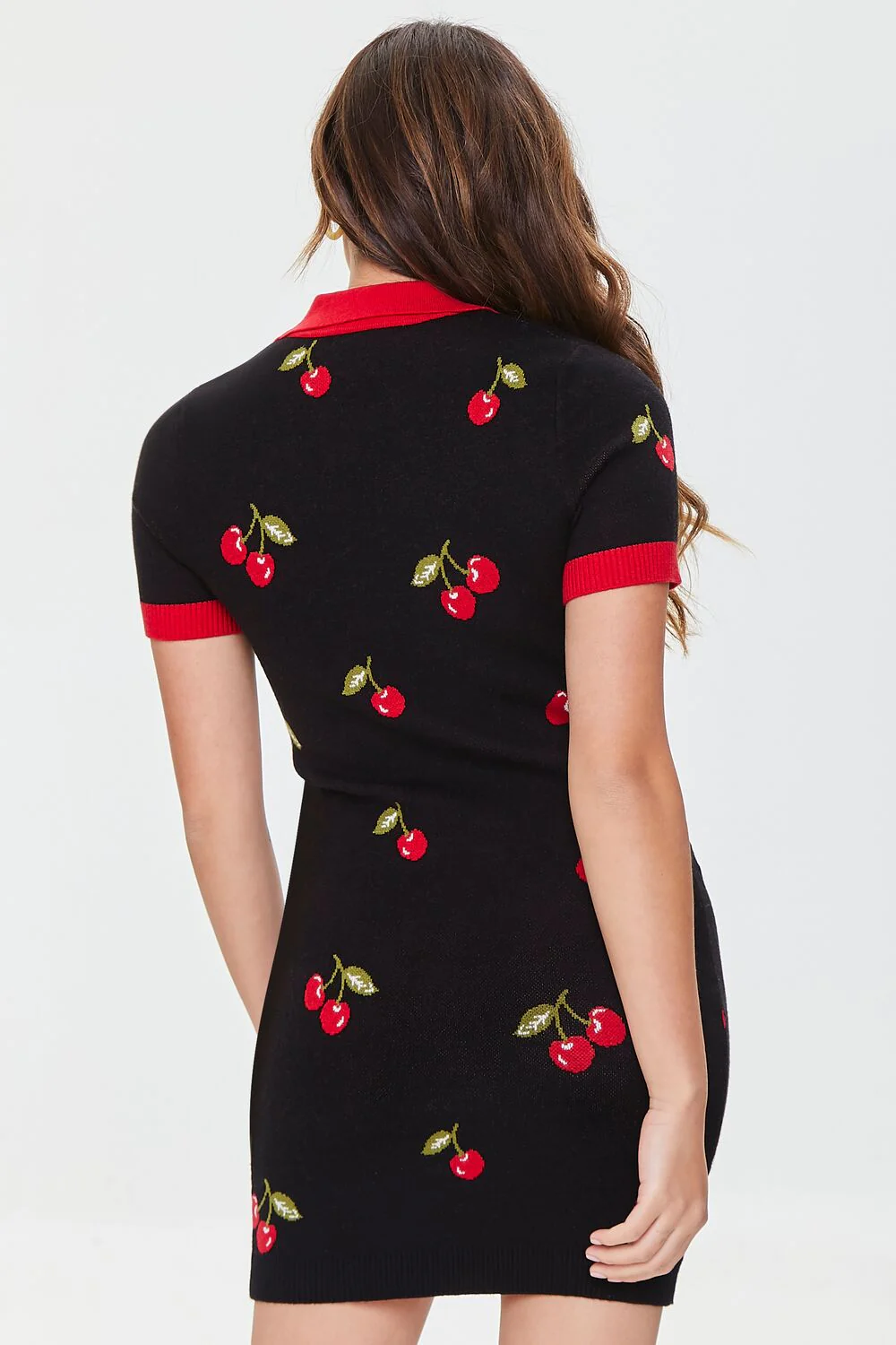 Cherry Split-Neck Sweater Dress - Image 4