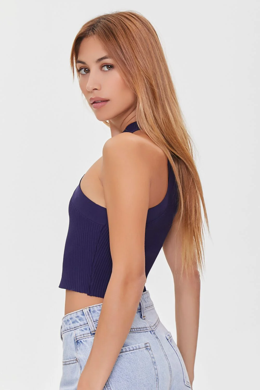 Sweater-Knit Halter Crop Top - Image 2
