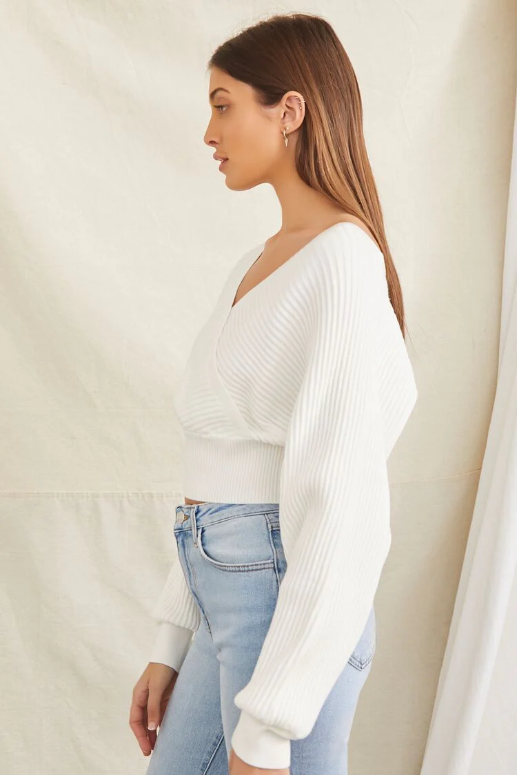 Ribbed Surplice Sweater - Image 2