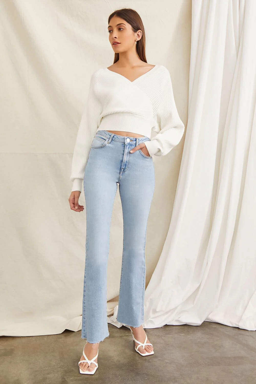 Ribbed Surplice Sweater - Image 4