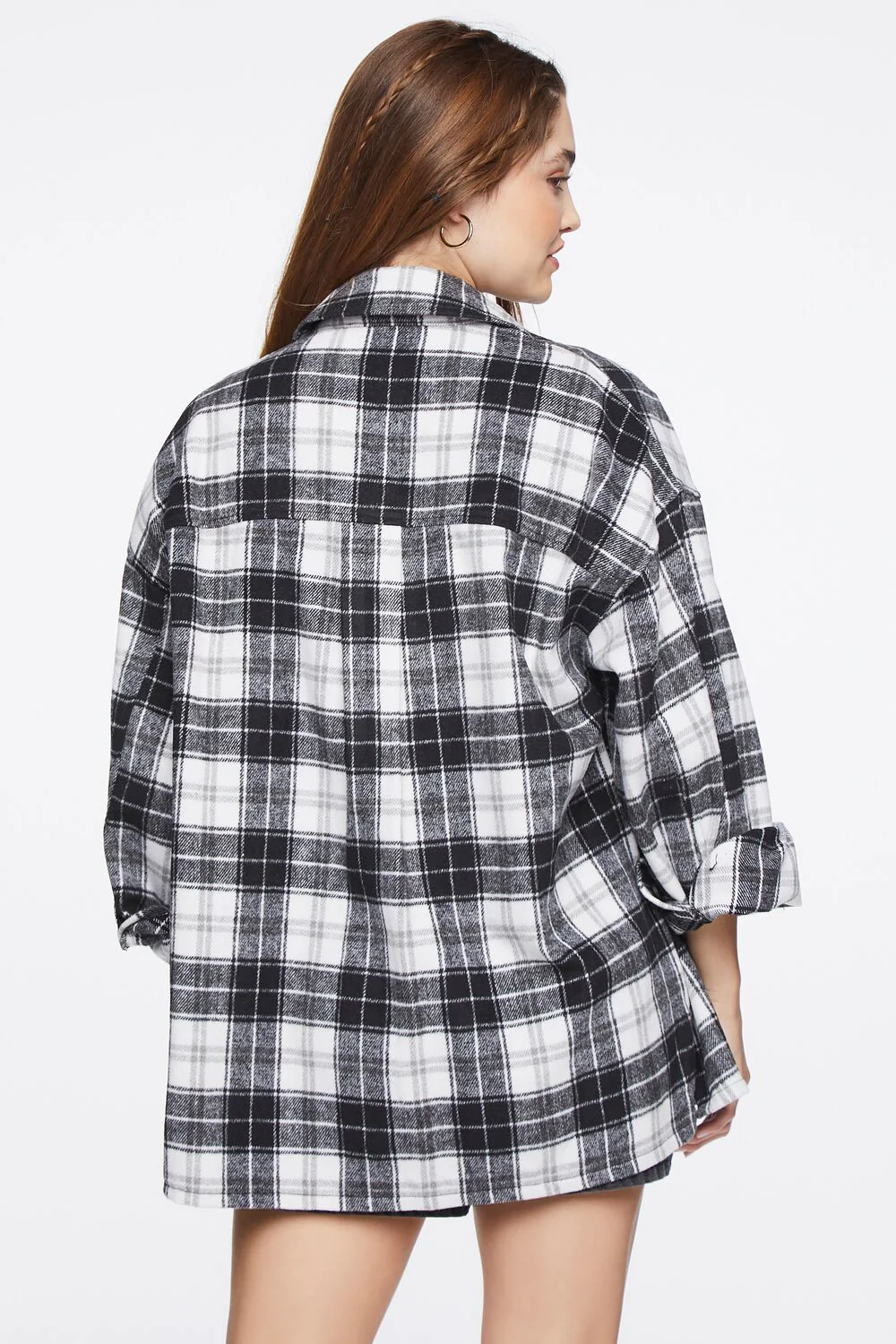 Plaid Button-Up Shacket - Image 3