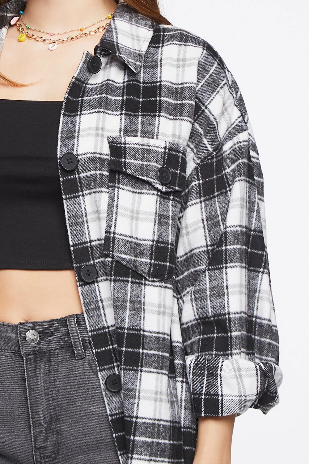 Plaid Button-Up Shacket - Image 5