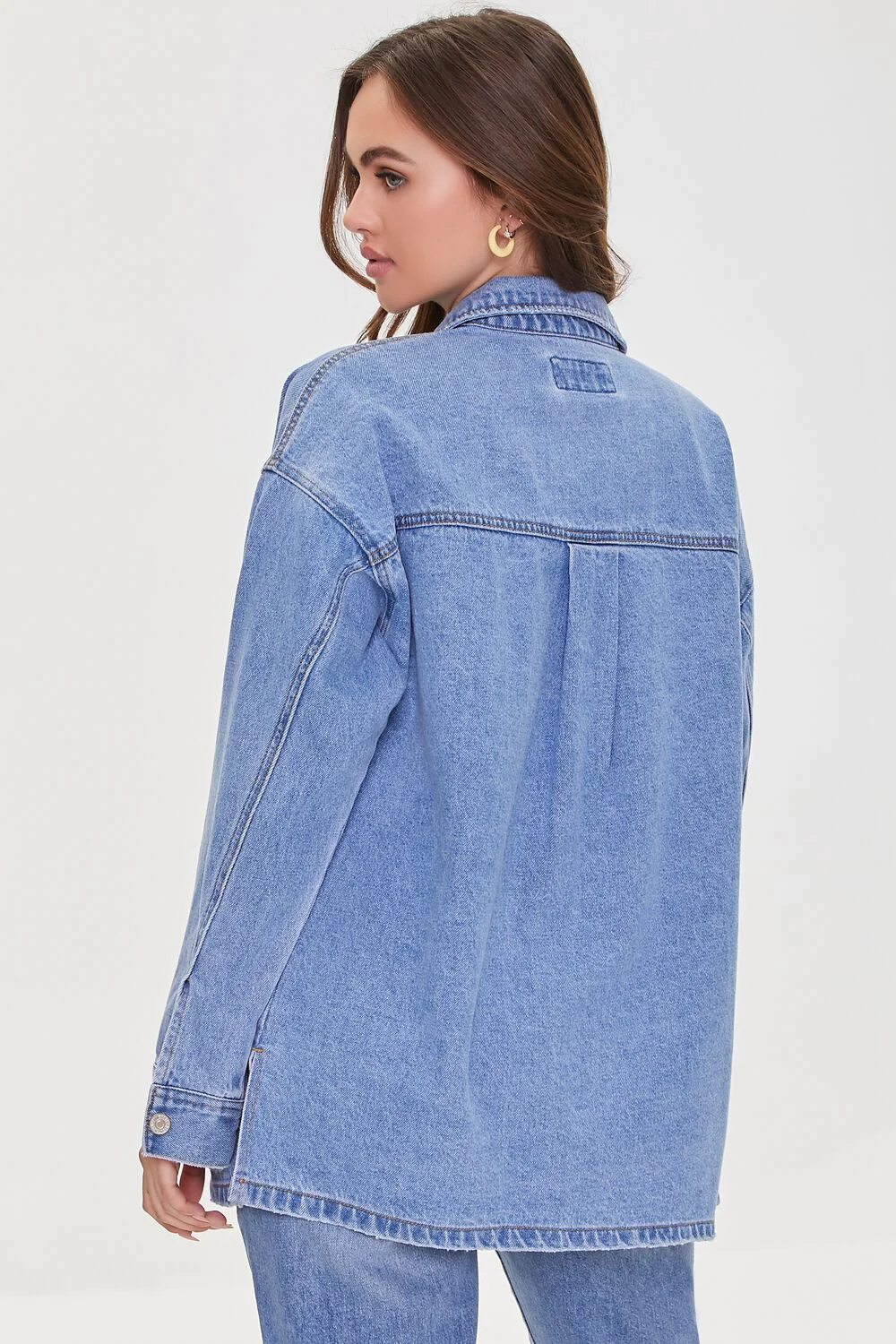 Denim Distressed Shacket - Image 3