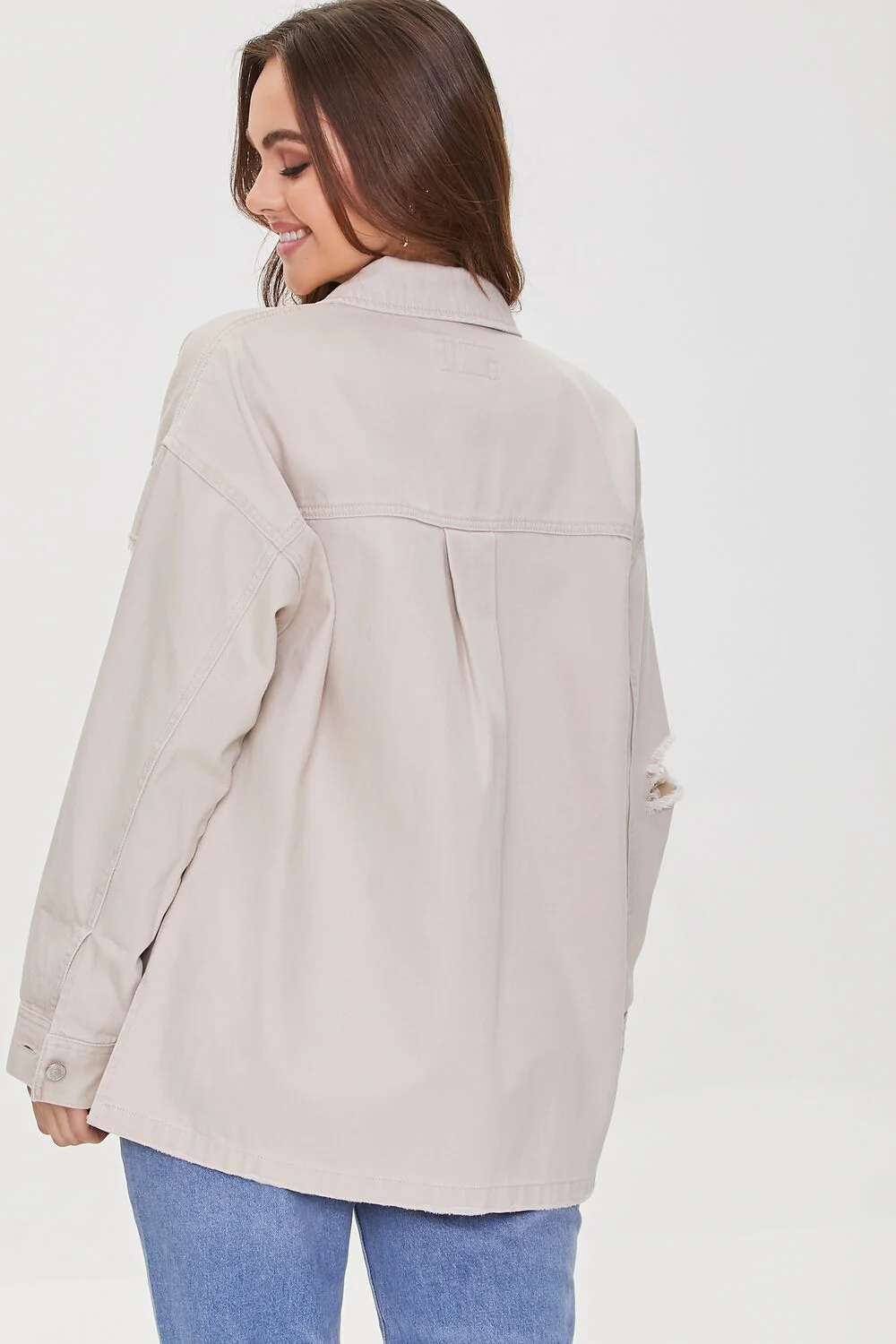 Distressed Twill Shacket - Image 3