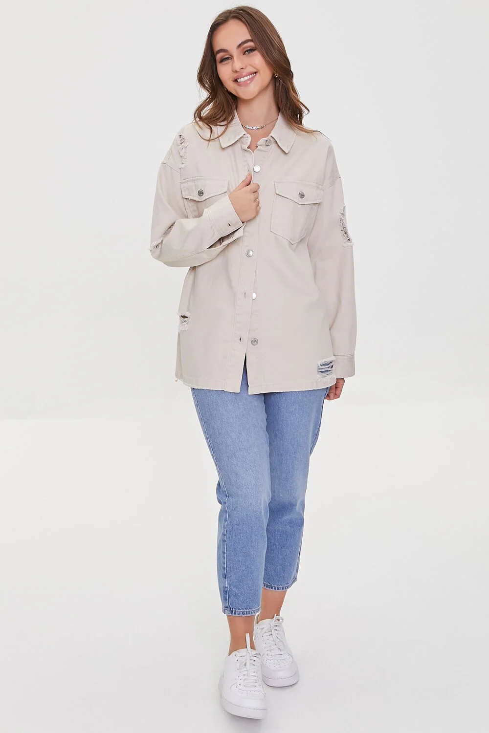 Distressed Twill Shacket - Image 4