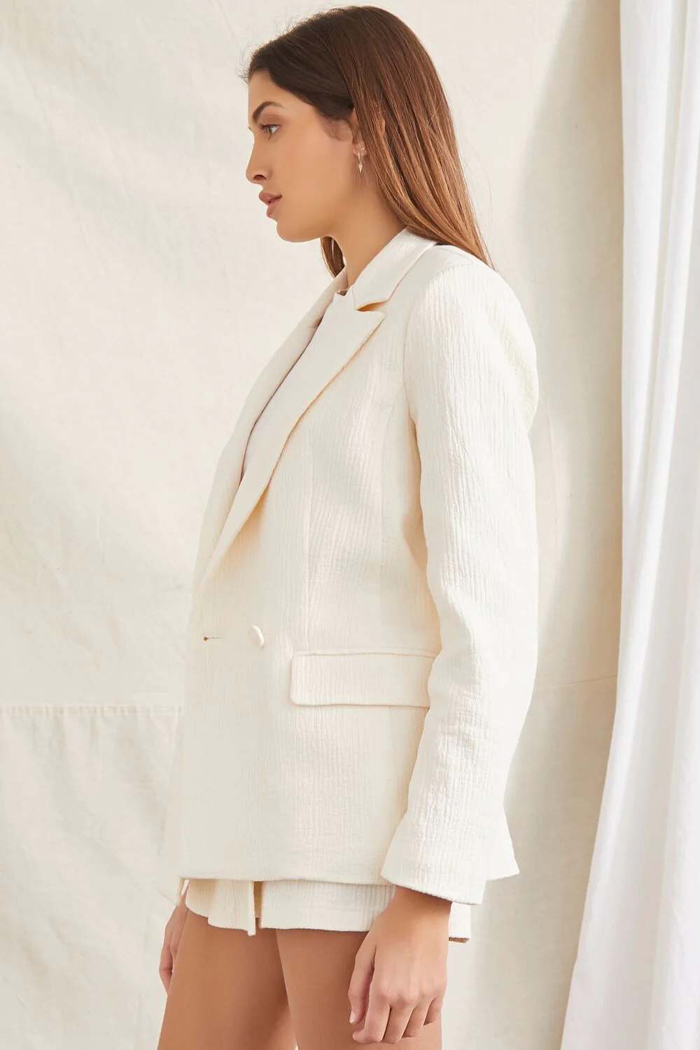 Crinkled Button-Front Blazer - Image 2