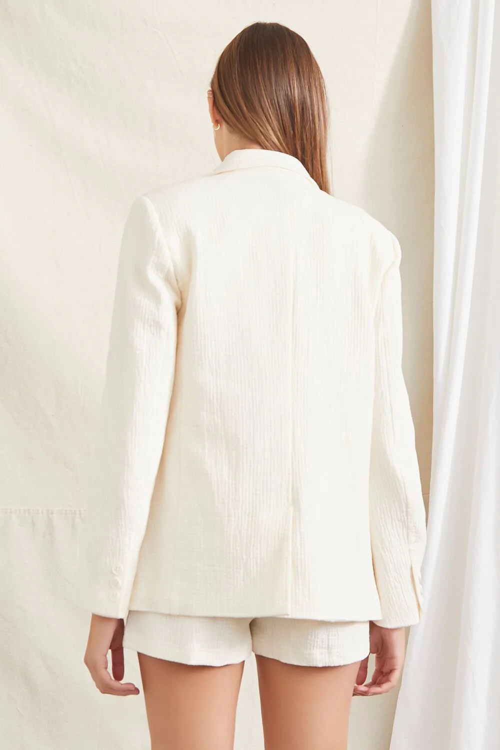 Crinkled Button-Front Blazer - Image 3