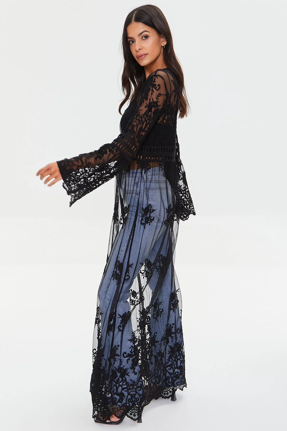 Sheer Crochet Lace Kimono - Image 2