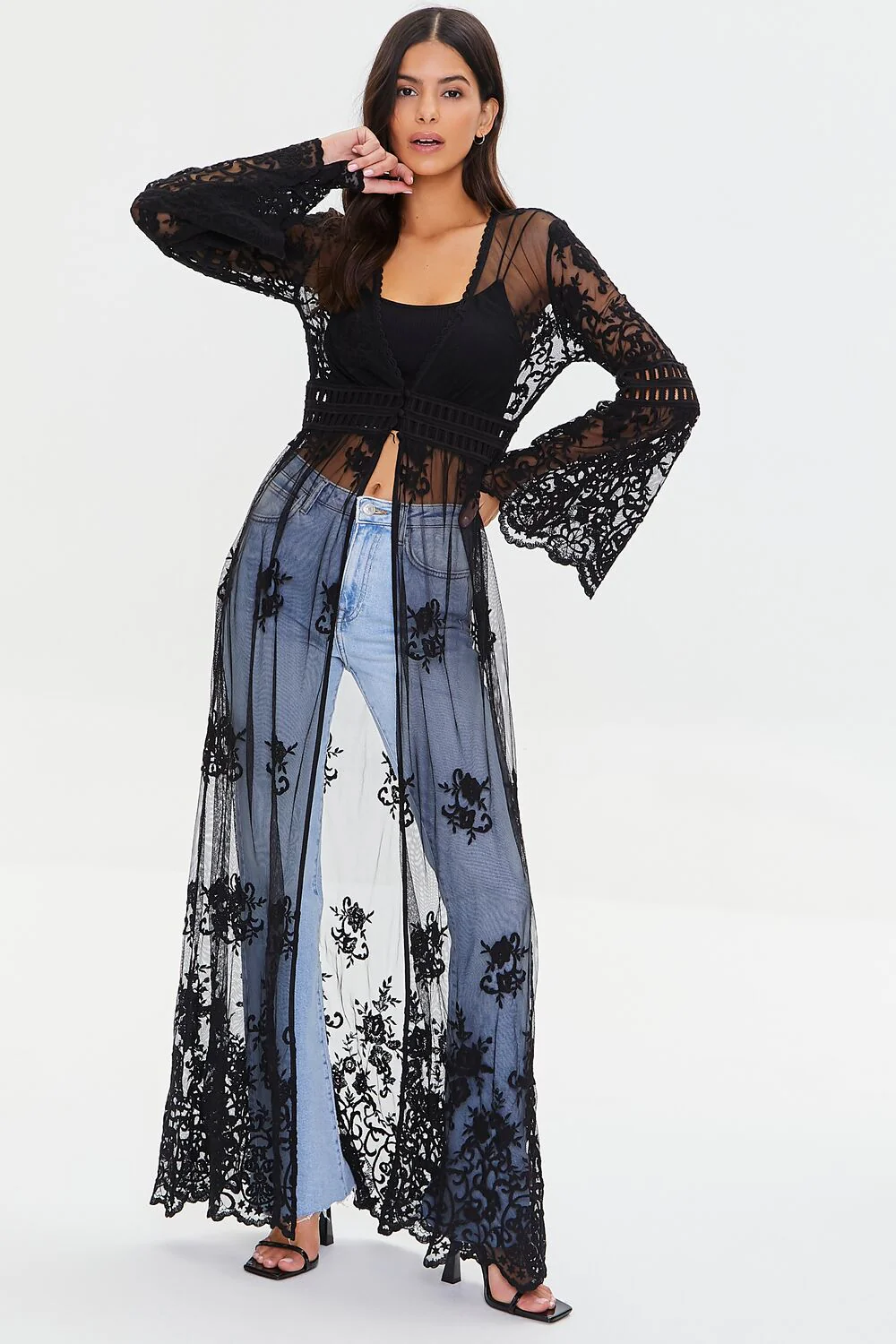 Sheer Crochet Lace Kimono - Image 4