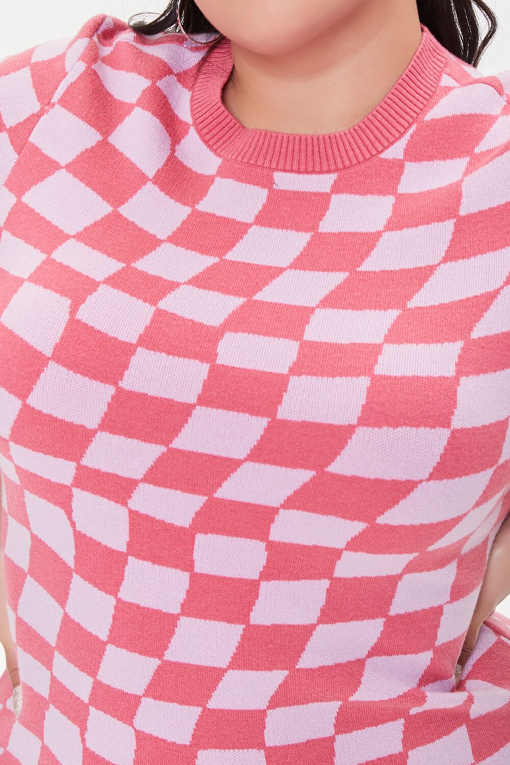Plus Size Checkered Sweater Dress - Image 5