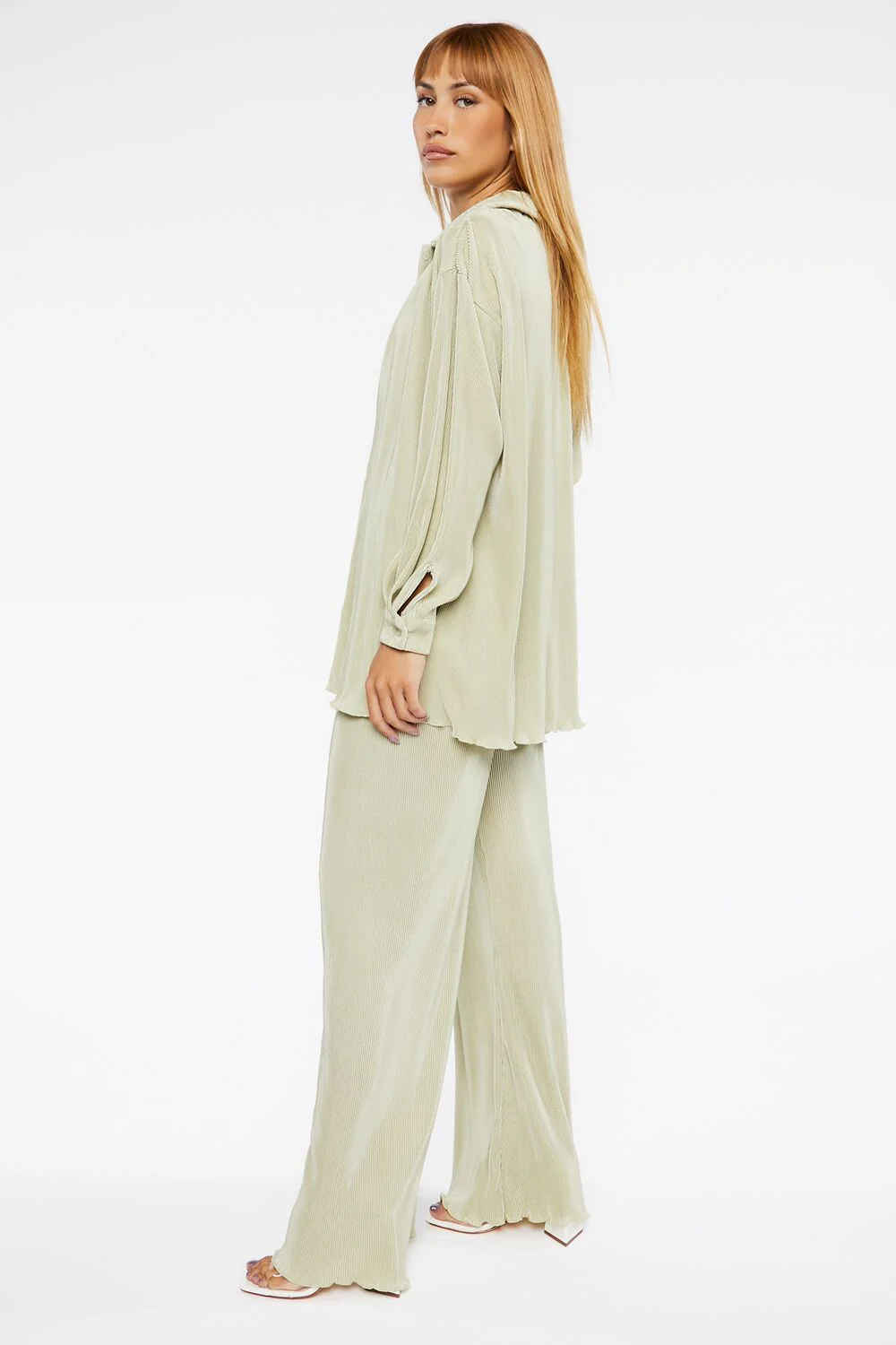 Plisse Lettuce-Edge Shirt & Pants Set - Image 2