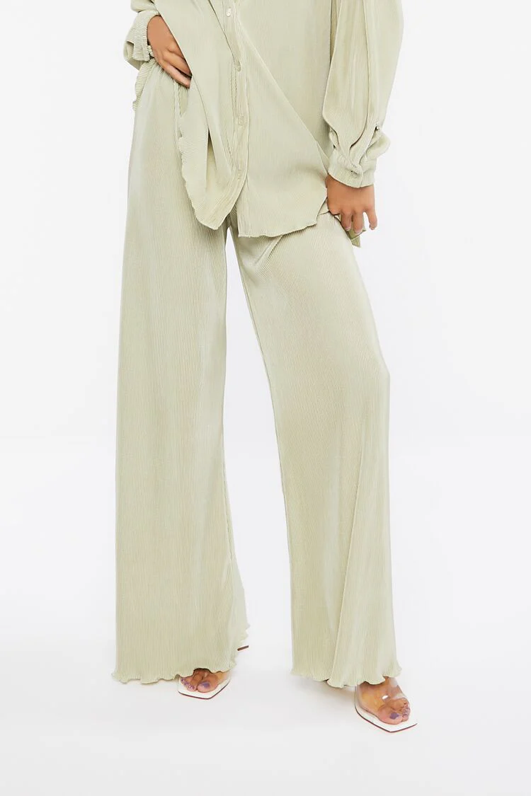 Plisse Lettuce-Edge Shirt & Pants Set - Image 5