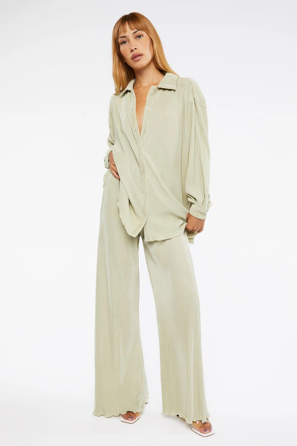 Plisse Lettuce-Edge Shirt & Pants Set - Image 6