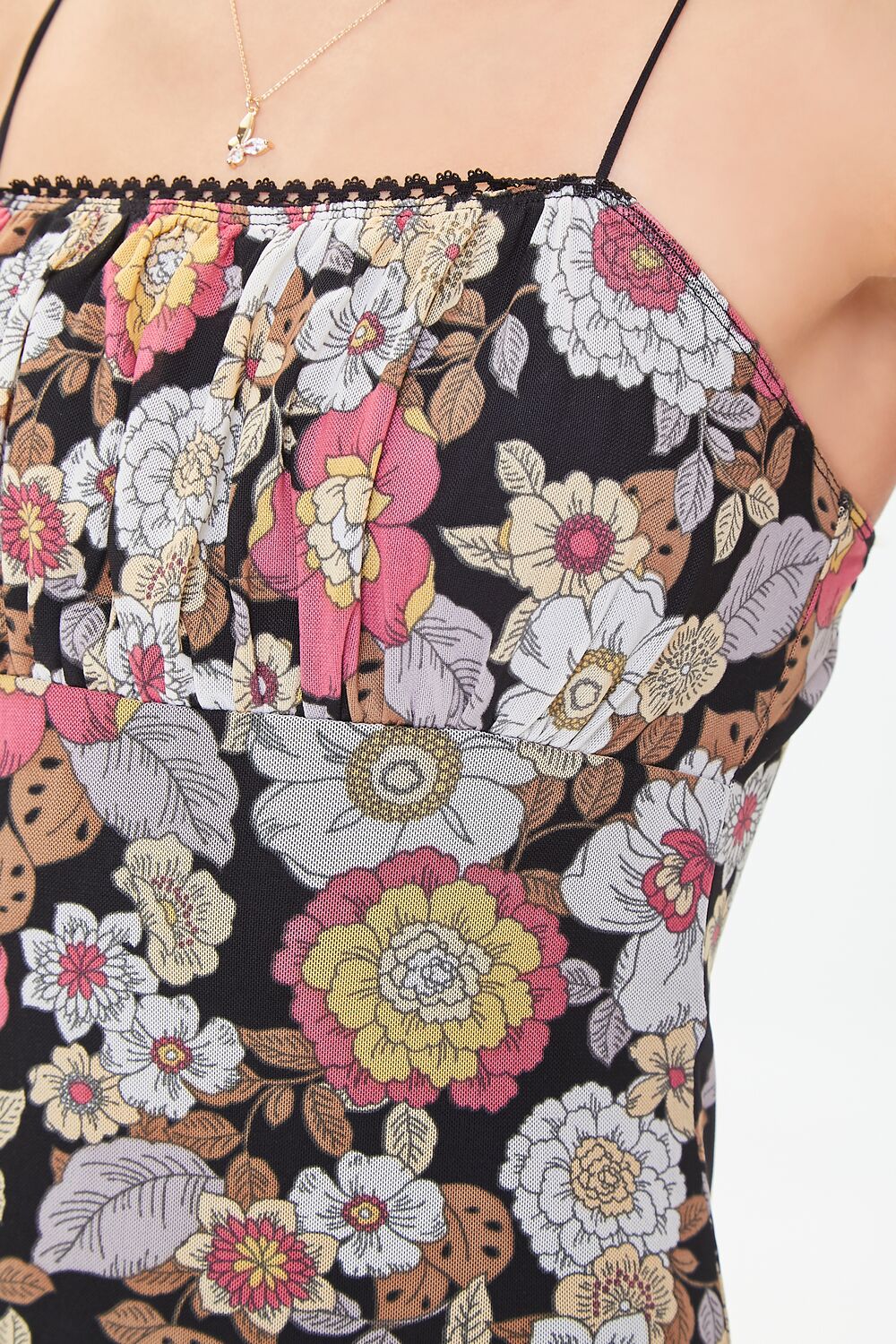 Floral Print Mesh Mini Dress - Image 5